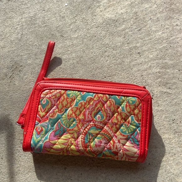 Vera Bradley On The Square Wristlet~Paisley In Paradise~Coral Teal Floral Summer - Picture 2 of 4